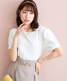 marun | 大きいサイズバックリボンパフスリーブカットソーmarun(Tシャツ/カットソー)