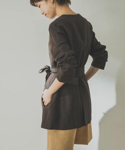 URBAN RESEARCH（アーバンリサーチ）の「ノーカラーヘリンボンジャケット（ノーカラージャケット・レディース・BROWN/D.GRY・36/38）」の21枚目の写真