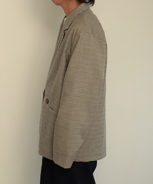 SENSE OF PLACE by URBAN RESEARCH（センスオブプレイスバイアーバンリサーチ）の「チェックダブルルーズジャケット（テーラードジャケット・メンズ・BEG×KHK・M/L）」の3枚目の写真