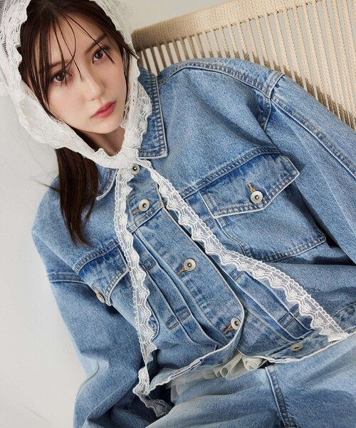 VIS(ビス)の「三角レーススカーフ(バンダナ/スカーフ・レディース・オフホワイト・F)」の21枚目の写真