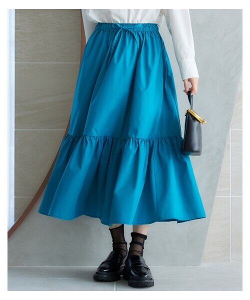 nissen（ニッセン）の「大きいサイズ　ギャザースカート　miclat（スカート・レディース・ブルーグリーン/黒・L/LL/3L/4L/5L/6L/8L/10L）」の2枚目の写真