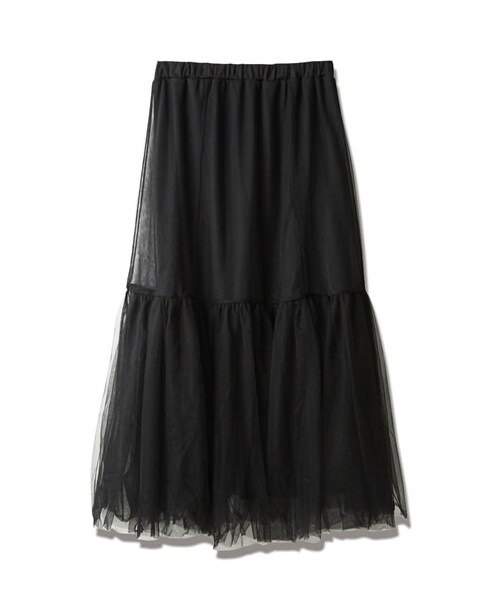 nissen（ニッセン）の「チュールギャザースカート（スカート・レディース・黒/グレー・S/M/L/LL）」の4枚目の写真