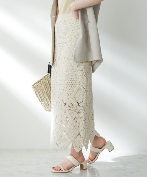 SENSE OF PLACE by URBAN RESEARCH（センスオブプレイスバイアーバンリサーチ）の「クロシェナロースカート（スカート・レディース・IVORY/BRICK/CHARCOAL・S/M）」の8枚目の写真