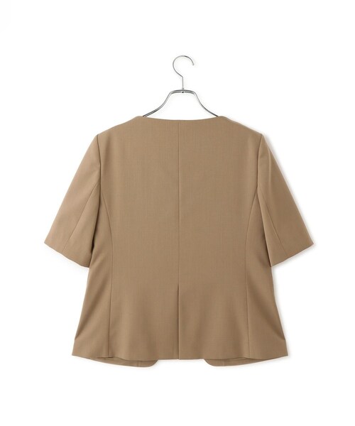 ADAM ET ROPE'（アダムエロペ）の「【EMOELLE】スリットネックハーフスリーブジャケット（ノーカラージャケット・レディース・ブラック系/ベージュ・F）」の13枚目の写真