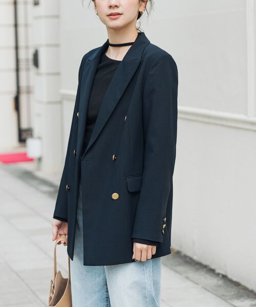 URBAN RESEARCH(アーバンリサーチ)の「ダブルブレストブレザージャケット(テーラードジャケット・レディース・NAVY/BLACK・36/38)」の19枚目の写真