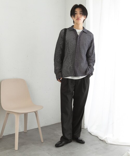 SENSE OF PLACE by URBAN RESEARCH(センスオブプレイスバイアーバンリサーチ)の「『ユニセックス』メッシュ衿付きカーディガン(カーディガン/ボレロ・メンズ・CHARCOAL/MINT/NAVY・M/L)」の15枚目の写真