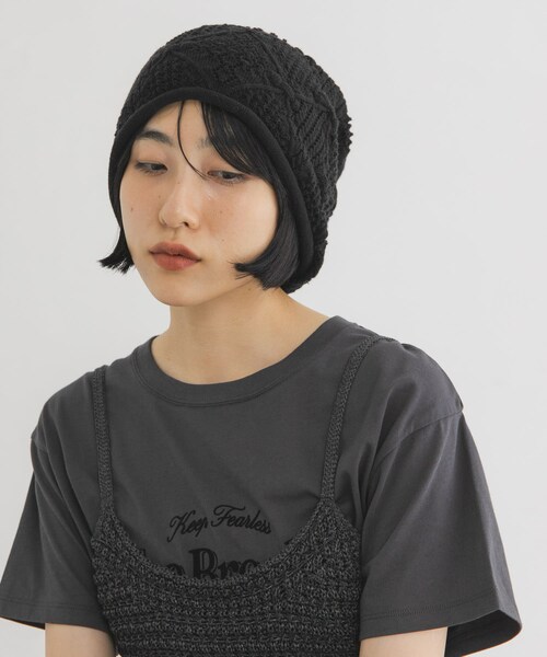KBF（ケイビーエフ）の「パターンイージーニットビーニー（ニットキャップ/ビーニー・レディース・IVORY/BLACK・One）」の9枚目の写真