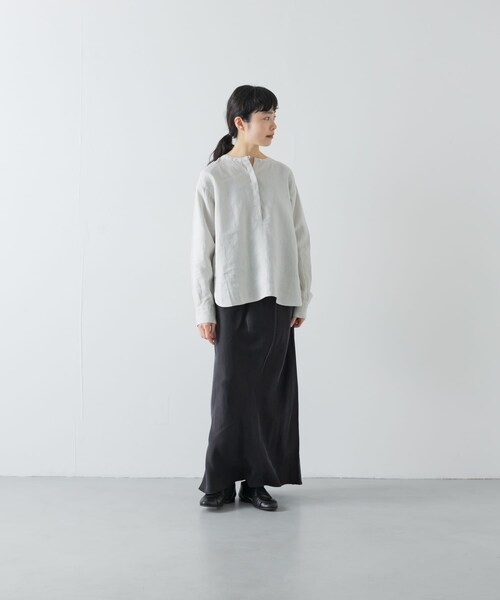 かぐれ（カグレ）の「リネンヘンリーワイドシャツ（シャツ/ブラウス・レディース・OFF/LIGHT GRAY/NAVY・Free）」の22枚目の写真
