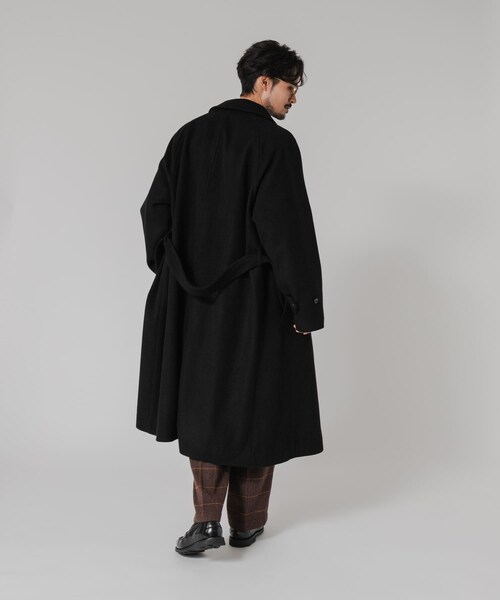 URBAN RESEARCH（アーバンリサーチ）の「WOOL BEAVER BELTED COAT（ステンカラーコート・メンズ・BLACK/MOCHA/BROWN・M/L）」の14枚目の写真