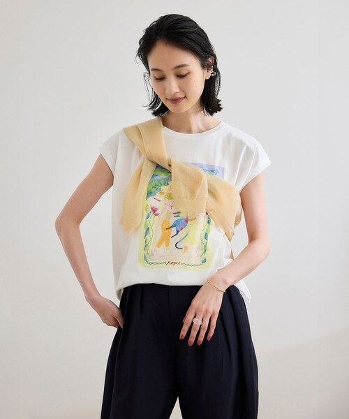 ROPE'（ロペ）の「【Kei Nagayama for ROPE'】プリント ノースリーブTEE【接触冷感・洗濯耐久あり】（Tシャツ/カットソー・レディース・ホワイト・F）」の12枚目の写真