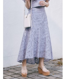 MERCURYDUO | 【MERCURYDUO×新希咲乃】カットワークイレヘムスカート(スカート)