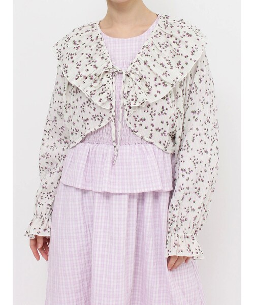 merry jenny（メリージェニー）の「petit flowerフリルボレロ（シャツ/ブラウス・レディース・イエロー/ラベンダー・F）」の4枚目の写真