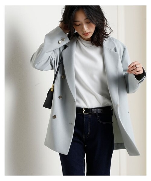 nissen（ニッセン）の「オーバーサイズダブルテーラードジャケット（ジャケット/アウター・レディース・チャコール/グレージュ/サックス・S/M/L/LL/3L/4L/5L/6L/8L/10L）」の6枚目の写真