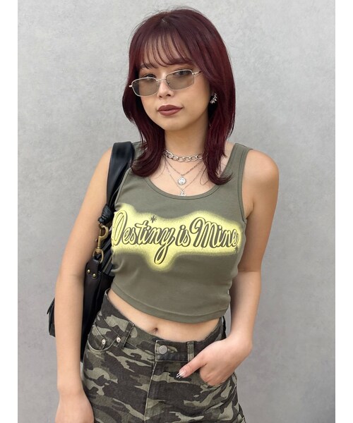 EVRIS（エヴリス）の「スプレーグラフィックタンクトップ（タンクトップ・レディース・ホワイト/グレー/カーキ・F）」の9枚目の写真