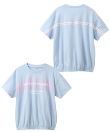 QUNTSTYLE | ロゴプリントテープ使い裾ゴムプリントＴシャツ（女の子）(Tシャツ/カットソー)