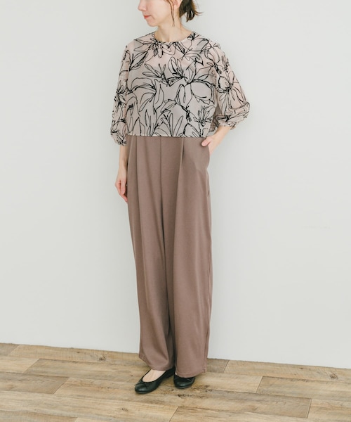 ITEMS URBANRESEARCH（アイテムズ アーバンリサーチ）の「チュールトップス×オールインワンセット（サロペット/オーバーオール・レディース・BLK/BEG・FREE）」の2枚目の写真