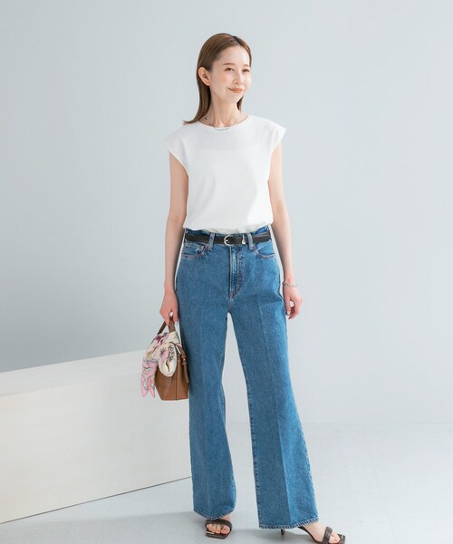 URBAN RESEARCH ROSSO（アーバンリサーチロッソ）の「汗染防止 フレンチリブTシャツ（Tシャツ/カットソー・レディース・OFF/CHARCOAL/GREIGE/SAX・Free）」の11枚目の写真