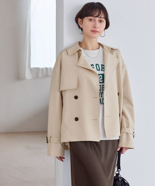 ROPE' PICNIC（ロペピクニック）の「ショート丈トレンチコート/撥水・花粉ガード（トレンチコート・レディース・ベージュ/カーキ/ネイビー・F）」の8枚目の写真
