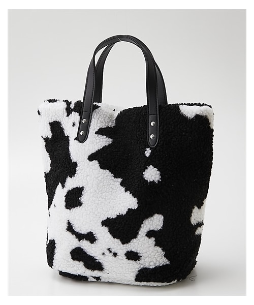 nissen（ニッセン）の「polka polka(ポルカポルカ)ボアトートバッグ（A4対応）（トートバッグ・メンズ・アイボリー/ブラック/モカ/グレーベージュ/ヒョウ柄/カウ/ブラック/カウ/ブラウン・Y）」の3枚目の写真