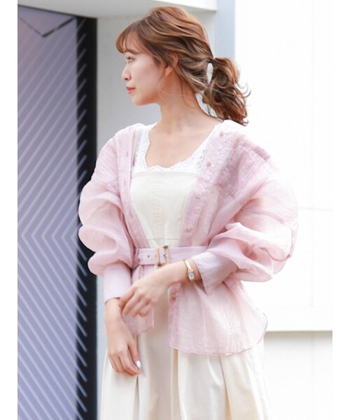 dazzlin（ダズリン）の「シャインカラーリラックスシャツ（シャツ/ブラウス・レディース・ブラウン/アイボリー/ピスタチオ/ピンク/ミントグリーン・F）」の22枚目の写真