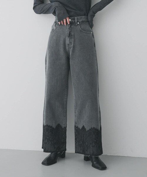 SENSE OF PLACE by URBAN RESEARCH（センスオブプレイスバイアーバンリサーチ）の「レースドッキングデニムパンツ（その他パンツ・レディース・L.INDIGO/GRAY・S/M）」の5枚目の写真