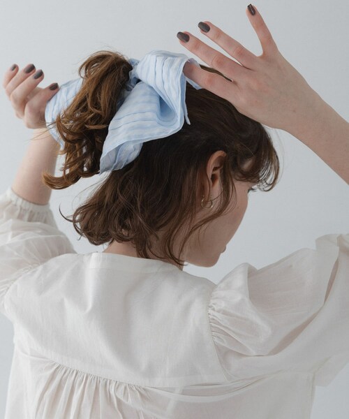URBAN RESEARCH Sonny Label（アーバンリサーチサニーレーベル）の「ボーダーボリュームシュシュ（ヘアゴム・レディース・ライトブルー・One）」の4枚目の写真