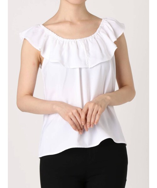 MURUA（ムルーア）の「【FEMININE】フレアフリルネックトップス（その他トップス・レディース・ブラック/ホワイト/ミックス・2/1）」の7枚目の写真