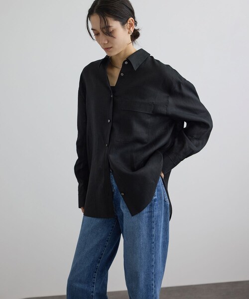 ADAM ET ROPE'(アダムエロペ)の「リネンオーバーシャツ / GENTLE LINEN(シャツ/ブラウス・レディース・ブラック/グレー/ピンク・F)」の11枚目の写真