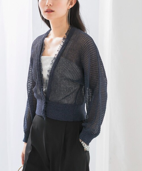 URBAN RESEARCH ROSSO（アーバンリサーチロッソ）の「柄編みフリンジカーディガン（カーディガン/ボレロ・レディース・navy/off/aqua・FREE）」の17枚目の写真