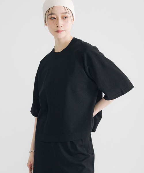 URBAN RESEARCH(アーバンリサーチ)の「ドライタッチハイゲージニットTシャツ(Tシャツ/カットソー・レディース・BLACK/OFF・FREE)」の19枚目の写真