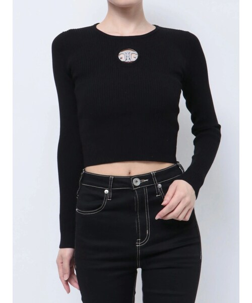 GYDA（ジェイダ）の「Symmetry GYDA MOLDクルーネックニットトップス（ニット/セーター・レディース・ライトグレー/アイスブルー/オフホワイト/ブラック/スカイブルー・F）」の17枚目の写真