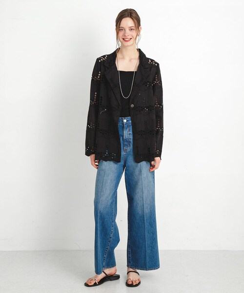 URBAN RESEARCH Sonny Label（アーバンリサーチサニーレーベル）の「コットンレースジャケット（テーラードジャケット・レディース・ブラック/オフ・FREE）」の18枚目の写真