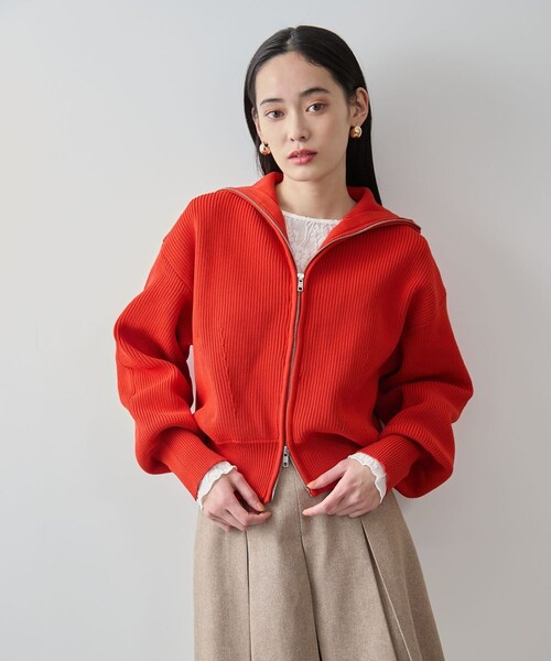 VIS（ビス）の「Wジップハイネックニットカーディガン（カーディガン/ボレロ・レディース・ライトグレー/ネイビー/レッド系・F）」の3枚目の写真