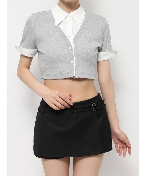 EATME（イートミー）の「シャツカラーレイヤードブラウス（シャツ/ブラウス・レディース・グレー/ブラック/アイスブルー・F）」の3枚目の写真