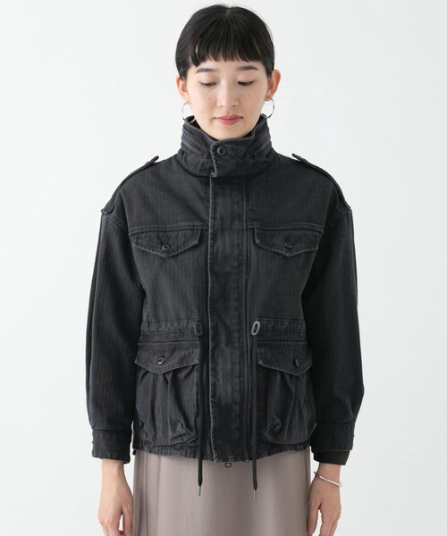 URBAN RESEARCH（アーバンリサーチ）の「WORK NOT WORK　フェードヘリンボンフィッシュテールジャケット（ミリタリージャケット・レディース・BLACK/NAVY・1/2）」の8枚目の写真