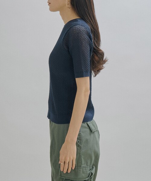 ADAM ET ROPE'（アダムエロペ）の「【公式サイト限定】【BATONER for SALON】SEE THROUGH T-SHIRTS（Tシャツ/カットソー・レディース・ベージュ/ネイビー/サックス・F）」の20枚目の写真