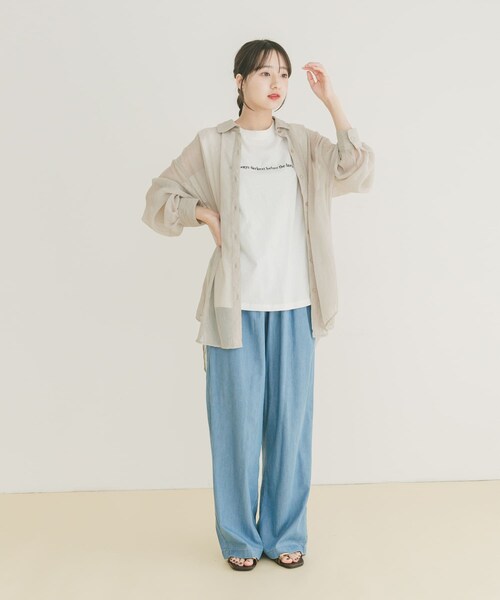 ITEMS URBANRESEARCH（アイテムズ アーバンリサーチ）の「ショルダータックロゴTシャツ（Tシャツ/カットソー・レディース・WHT/CHA/L.PNK・FREE）」の15枚目の写真