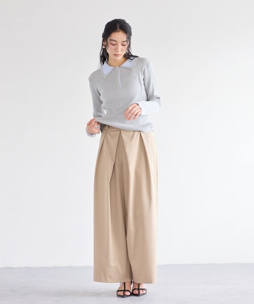 VIS（ビス）の「フロントタックデザインワイドパンツ（その他パンツ・レディース・ライトグレー/ベージュ・M/S）」の6枚目の写真