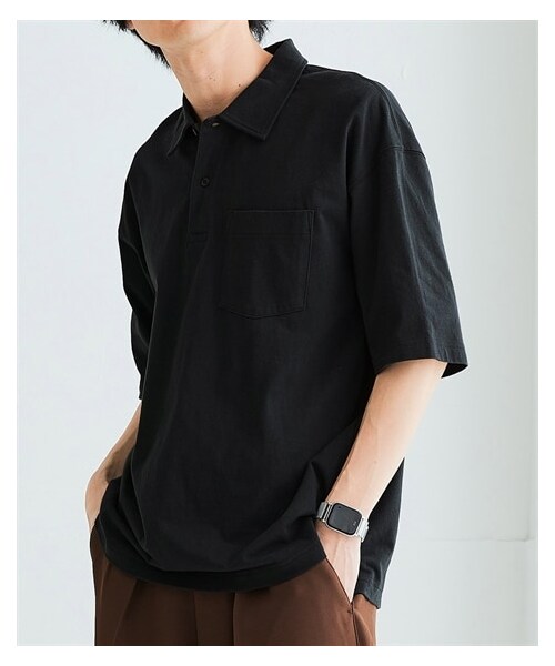 nissen（ニッセン）の「オーバーサイズカットソーポロシャツ（ポロシャツ・メンズ・アイボリー/カーキ/ネイビー/黒・M/L/LL/3L/4L/5L/6L/8L/10L）」の14枚目の写真