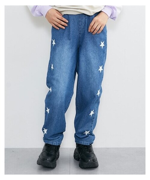 nissen（ニッセン）の「サイド星プリントカーブデニムパンツ（女の子）（パンツ・キッズ・ブルー/サックス・140/150/160）」の3枚目の写真