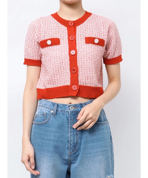 CALNAMUR（カルナムール）の「SUMMER TWEED KNIT CD/サマーツィードニットカーディガン（カーディガン/ボレロ・レディース・ブラック/レッド/ブルー・F）」の8枚目の写真