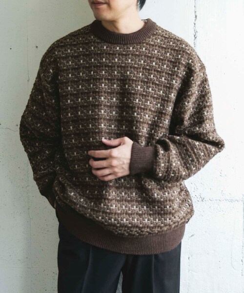 URBAN RESEARCH DOORS（アーバンリサーチドアーズ）の「ツイードライク ボーダーニット（ニット/セーター・メンズ・GRAY/BLACK/BROWN・M/L）」の21枚目の写真