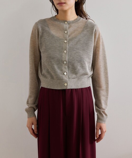 ROPE'(ロペ)の「【洗える】LEVITAクルーネックシアーカーディガン(カーディガン/ボレロ・レディース・ブラック/ベージュ系・F)」の7枚目の写真