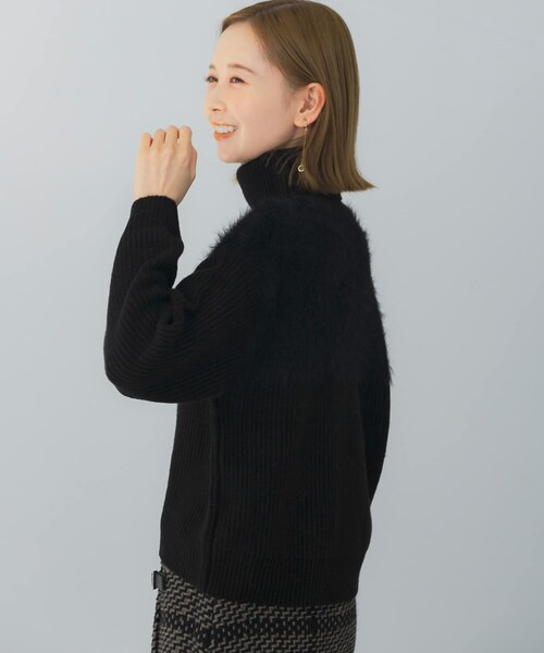 URBAN RESEARCH ROSSO（アーバンリサーチロッソ）の「エアリーヤーンドッキングニットプルオーバー（ニット/セーター・レディース・GRAY/OFF WHITE/BLACK・FREE）」の15枚目の写真