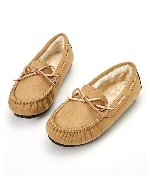 nissen（ニッセン）の「エコファーリボンモカシンシューズ（ワイズ３Ｅ）（バレエシューズ・メンズ・黒/ベージュ/オーク/キャメル/スモーキーグリーン/ネイビー/スモーキーライラック/アイボリー×ツイード調/ライトグレー/黒×ツイード調・SS=21.0~21.5cm/S=22.0~22.5cm/M=23.0~23.5cm/L=23.5~24.0cm/LL=24.5~25.0cm/3L=25.0~25.5cm）」の7枚目の写真