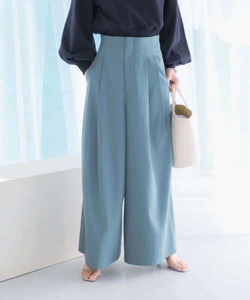 URBAN RESEARCH ROSSO（アーバンリサーチロッソ）の「ハイウエストワイドパンツ（その他パンツ・レディース・lightbeige/blue・36/38）」の2枚目の写真
