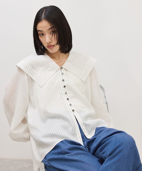 ADAM ET ROPE'(アダムエロペ)の「ワイドカラーブラウス(シャツ/ブラウス・レディース・ホワイト系/ベージュ系・F)」の12枚目の写真