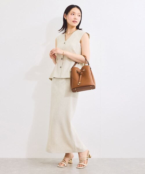 VIS（ビス）の「【セットアップ対応】Iラインスリットスカート（スカート・レディース・チャコール/オフホワイト・M/S）」の6枚目の写真