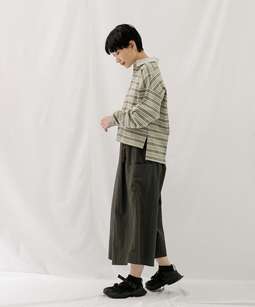 EKAL（エカル）の「ネイチャーボーダープルオーバー（Tシャツ/カットソー・レディース・MILK WHITE/MOSS KHAKI・one）」の18枚目の写真