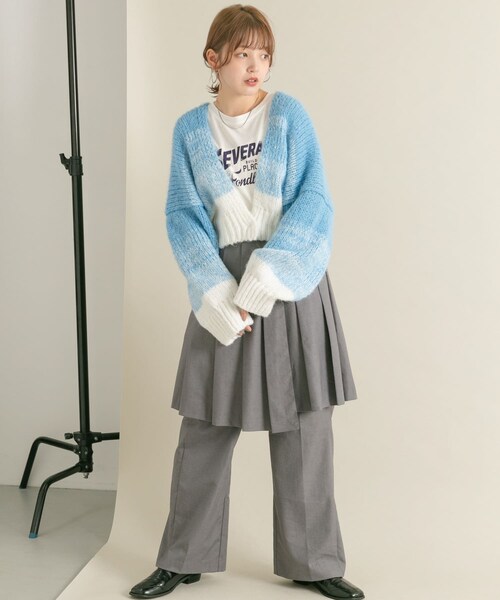 KBF（ケイビーエフ）の「『WEB/一部店舗限定』グラデーションショートカーディガン（カーディガン/ボレロ・レディース・NAVY MIX/OFF MIX/GREEN MIX・one）」の11枚目の写真